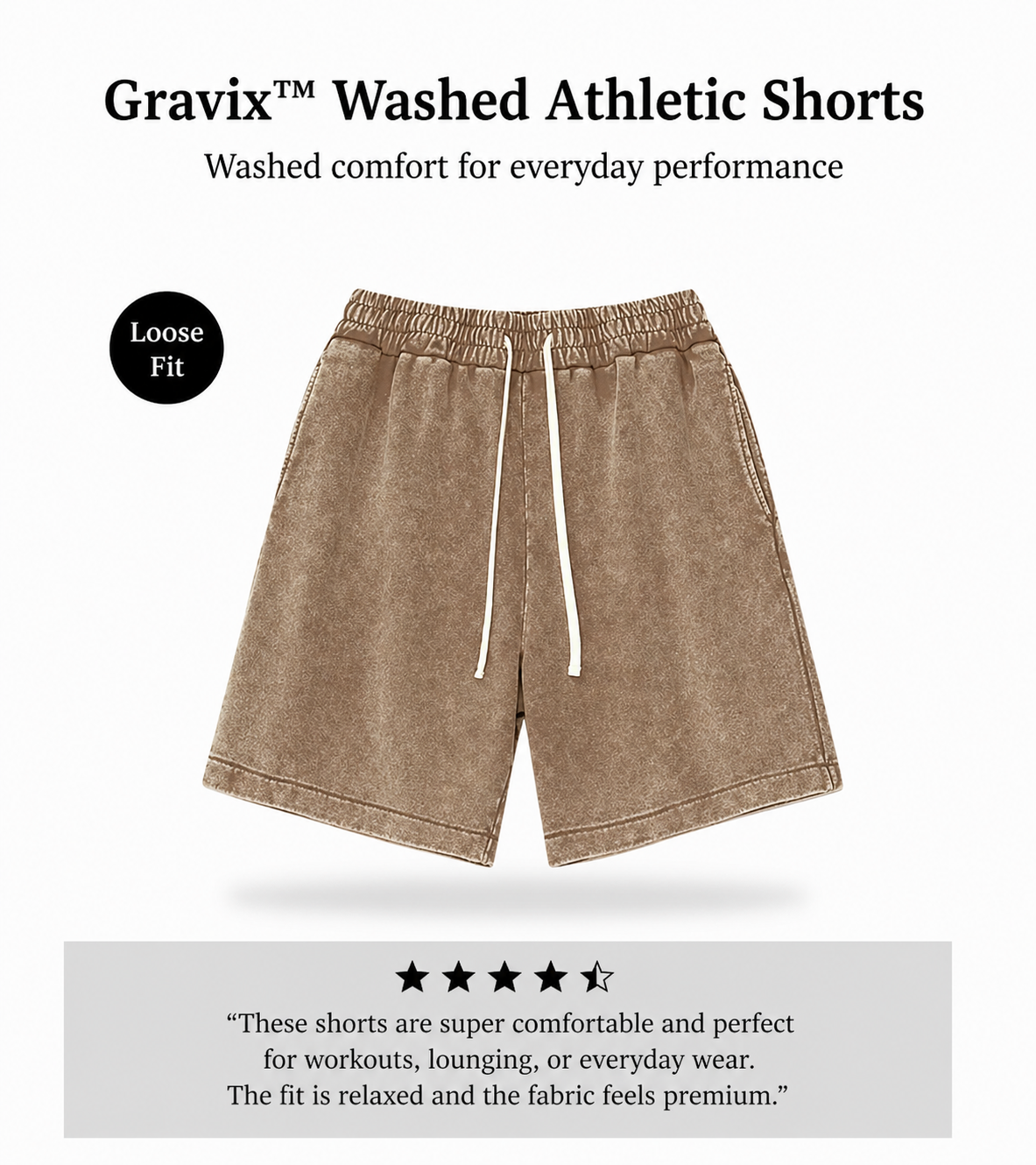 Gravix™ Washed Athletic Shorts (100% Cotton)