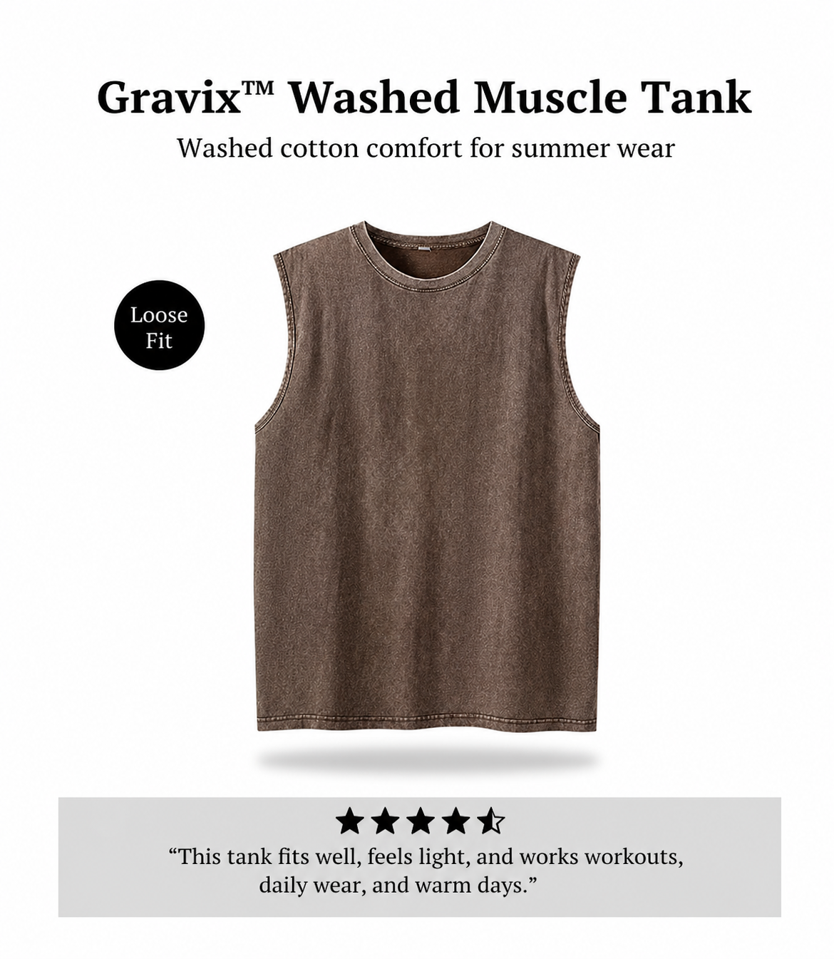 Gravix™ Washed Muscle Tank (100% Cotton)