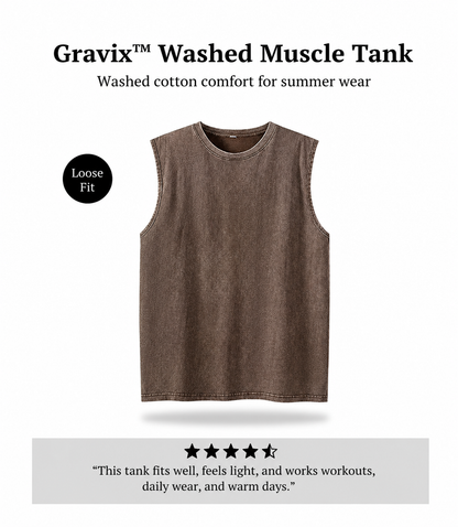 Gravix™ Washed Muscle Tank (100% Cotton)
