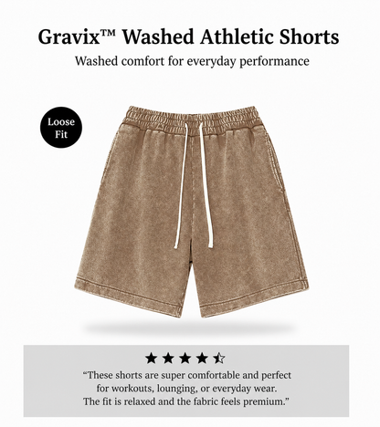 Gravix™ Washed Athletic Shorts (100% Cotton)