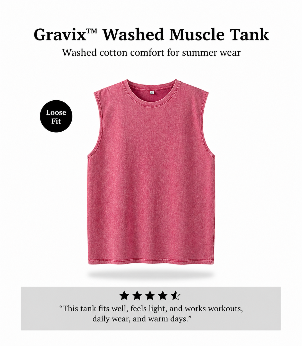 Gravix™ Washed Muscle Tank (100% Cotton)