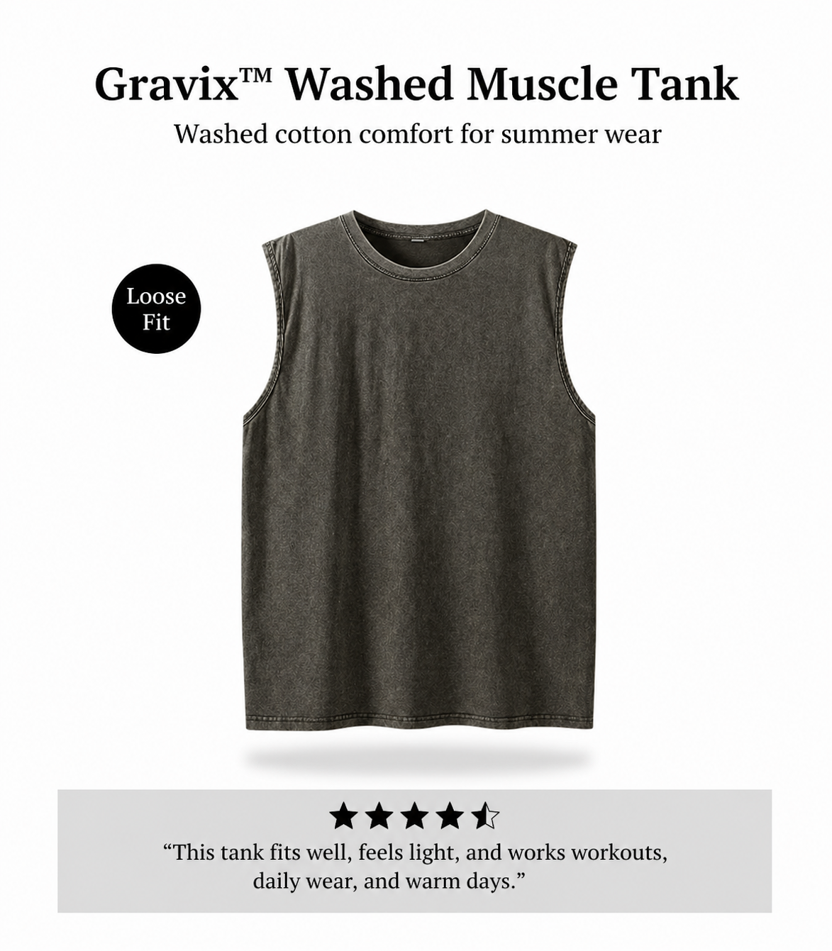 Gravix™ Washed Muscle Tank (100% Cotton)