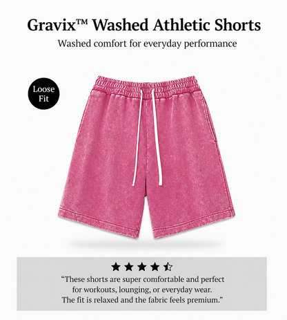 Gravix™ Washed Athletic Shorts (100% Cotton)
