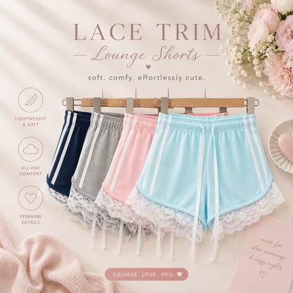 Lace Trim Drawstring Shorts