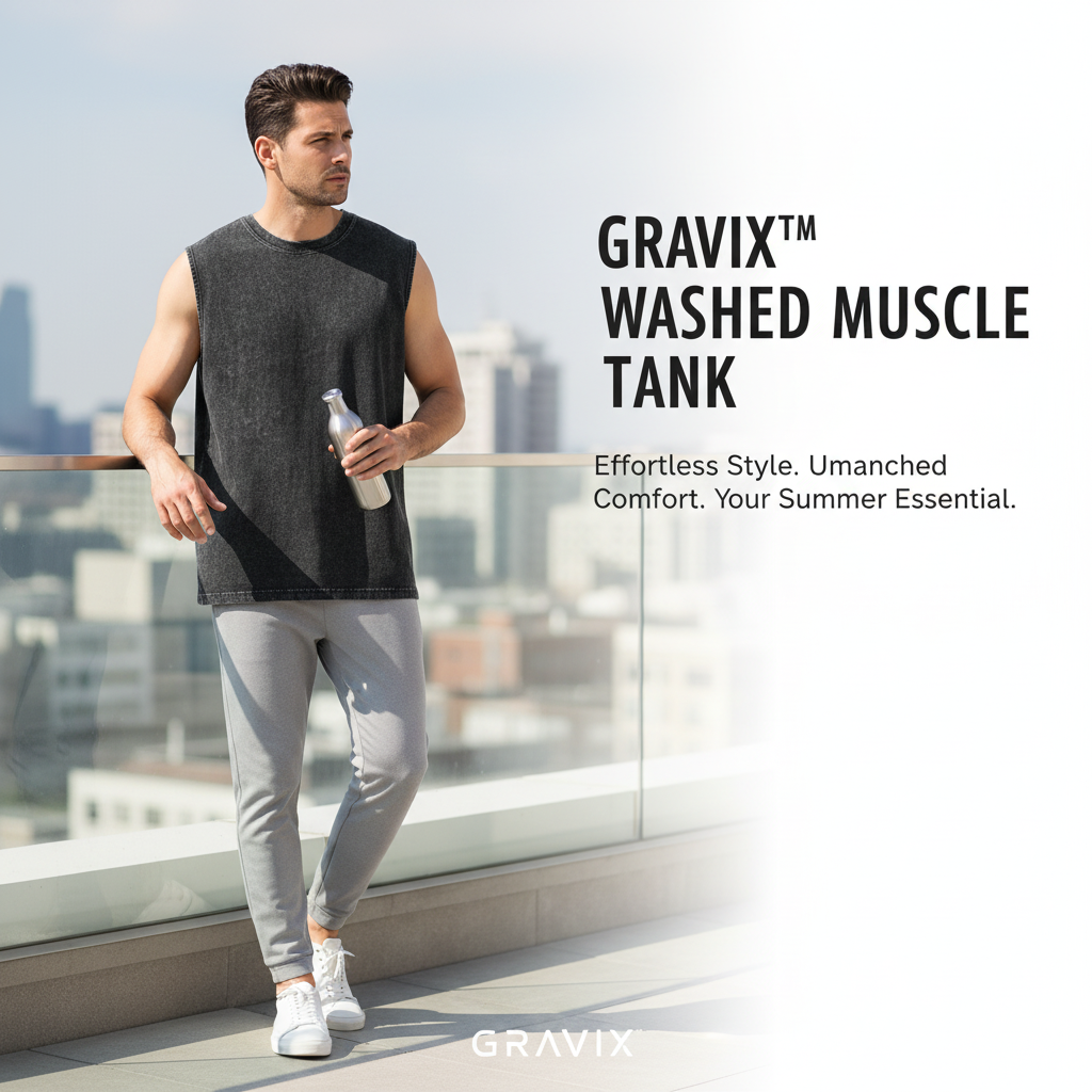 Gravix™ Washed Muscle Tank (100% Cotton)