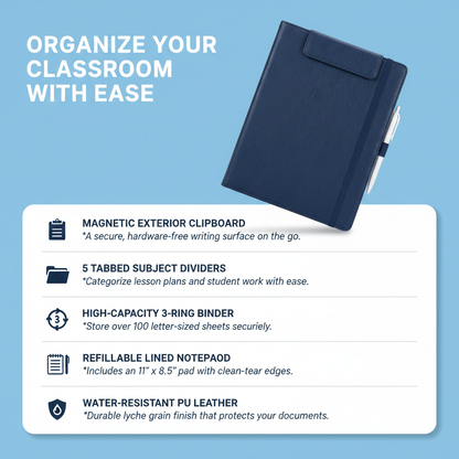 Teacher Binder Clipboard with Storage