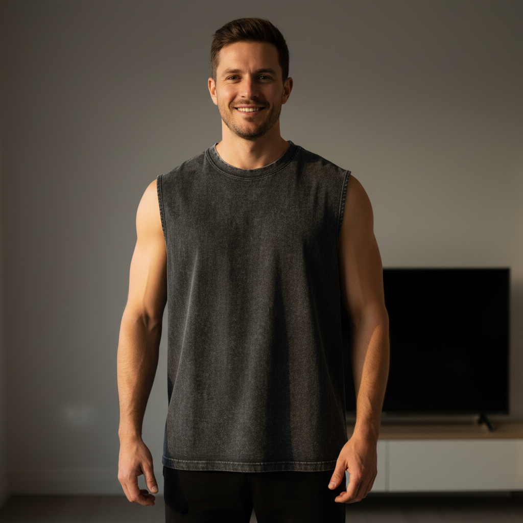 Gravix™ Washed Muscle Tank (100% Cotton)