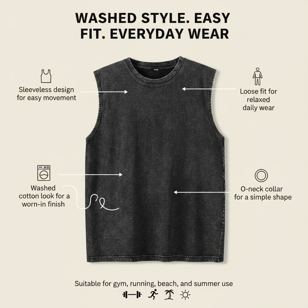 Gravix™ Washed Muscle Tank (100% Cotton)