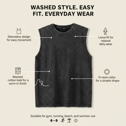 Gravix™ Washed Muscle Tank (100% Cotton)